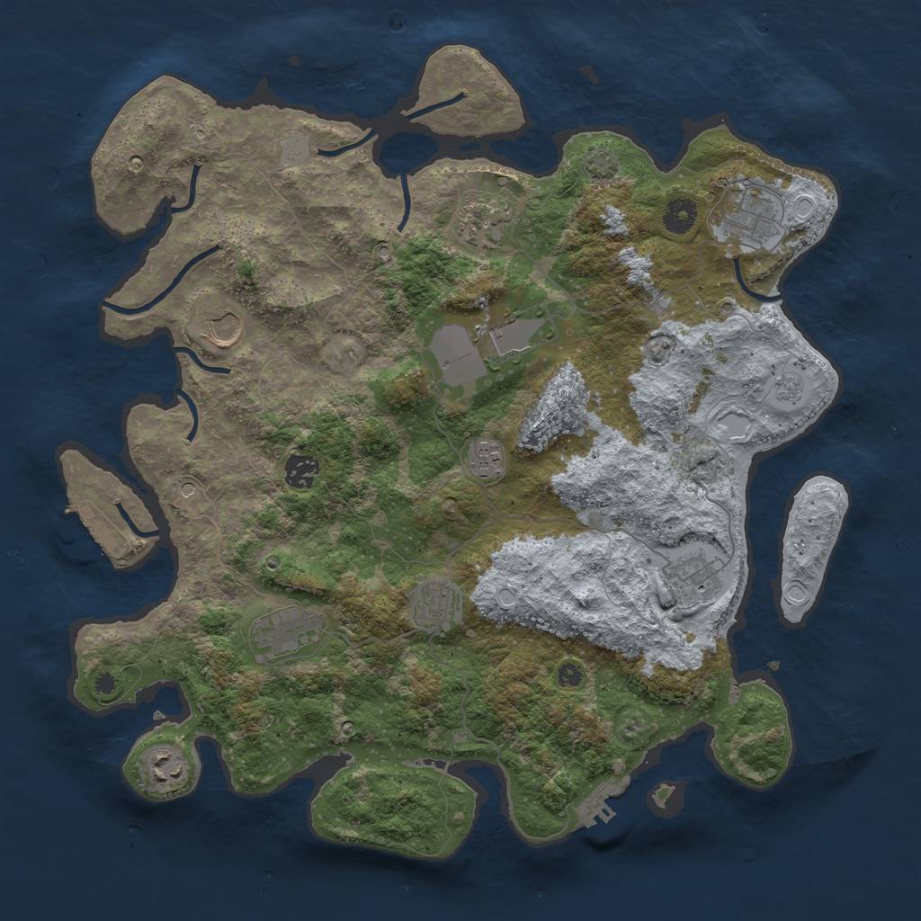 Rust Map: Procedural Map, Size: 3950, Seed: 49441191, 18 Monuments