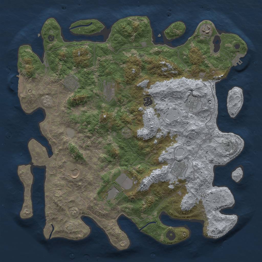 Rust Map: Procedural Map, Size: 4100, Seed: 50276783, 17 Monuments
