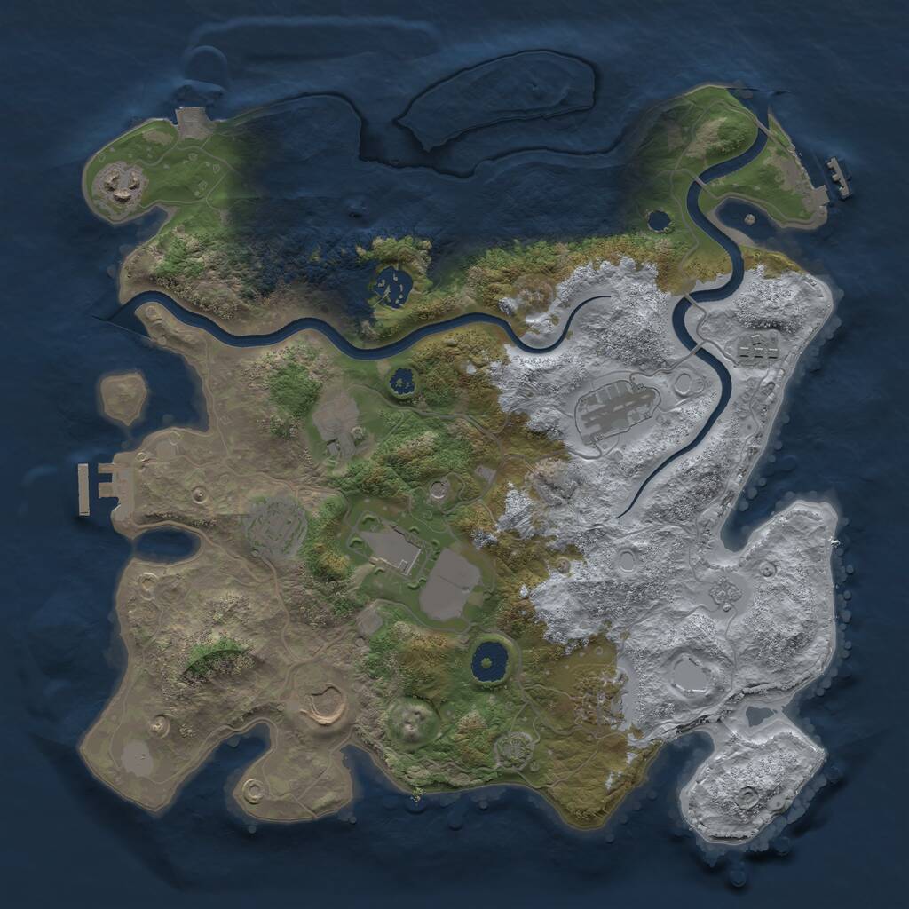 Rust Map: Procedural Map, Size: 3550, Seed: 69425155, 15 Monuments