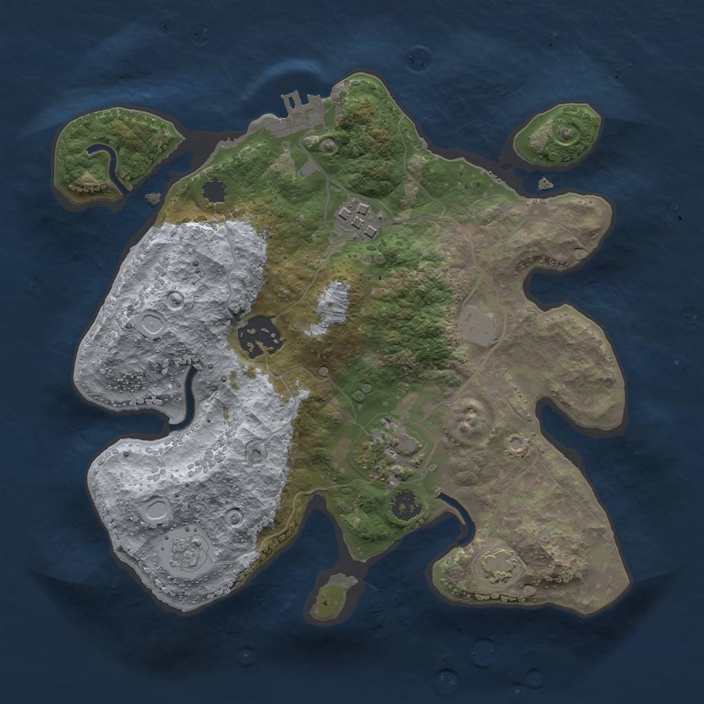 Rust Map: Procedural Map, Size: 2500, Seed: 4658957, 9 Monuments
