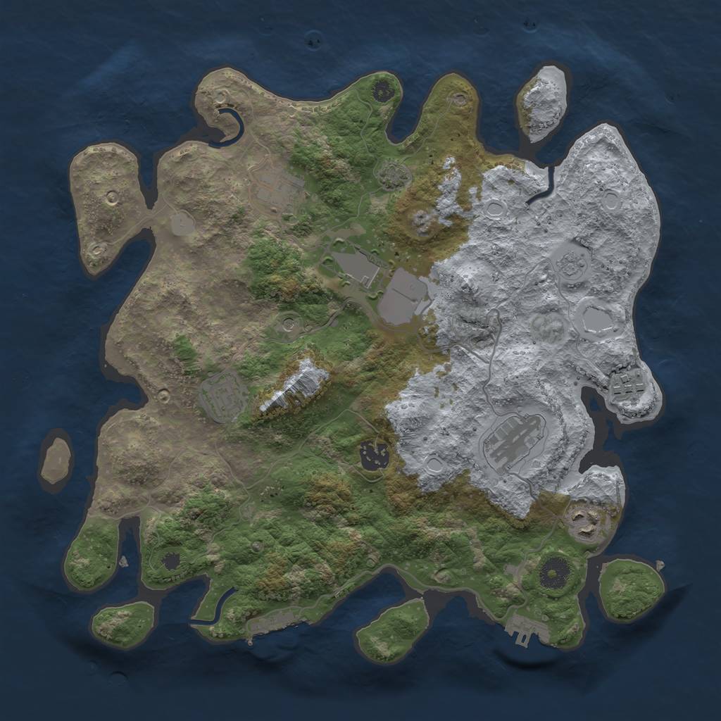 Rust Map: Procedural Map, Size: 3500, Seed: 17481775, 15 Monuments
