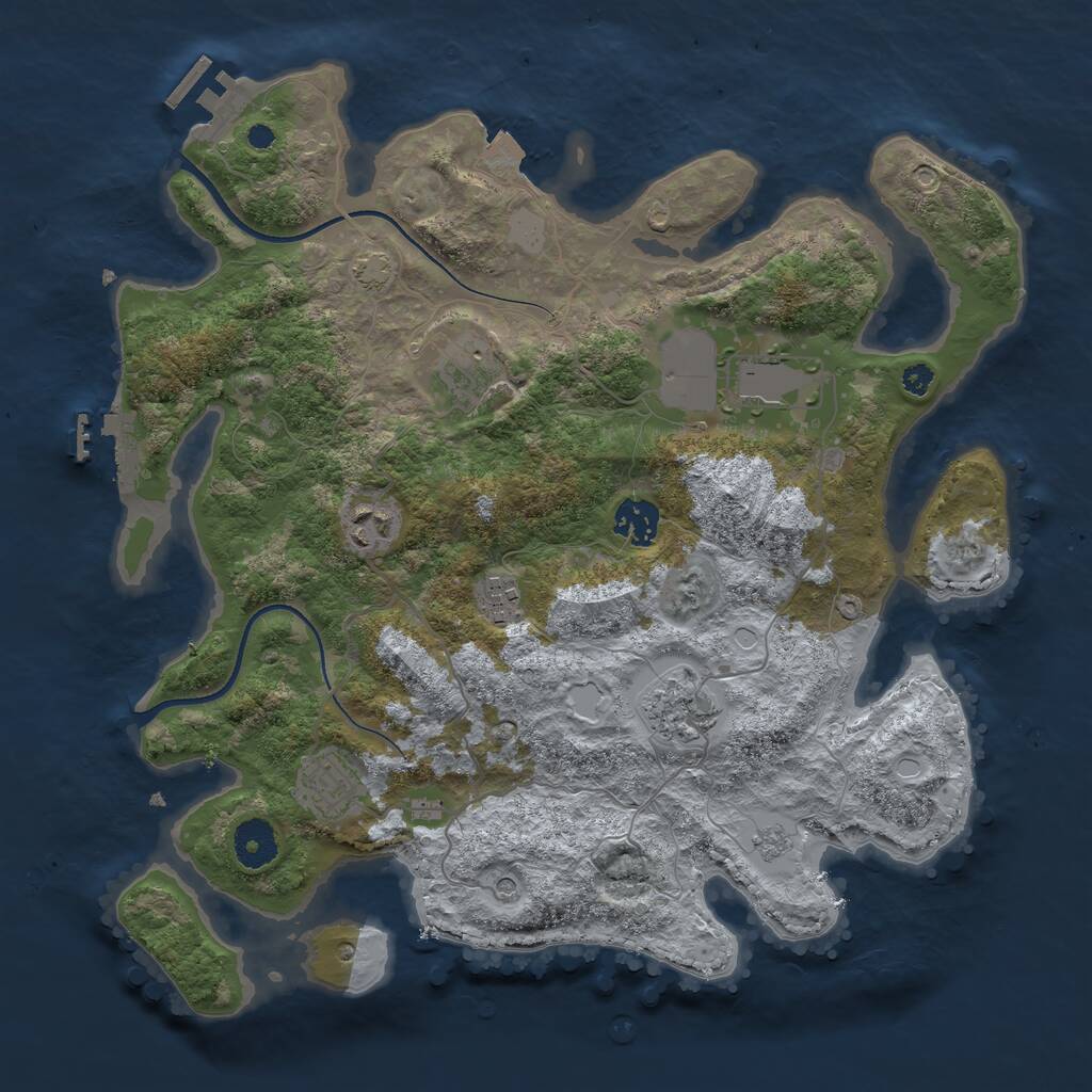 Rust Map: Procedural Map, Size: 3550, Seed: 20622459, 13 Monuments