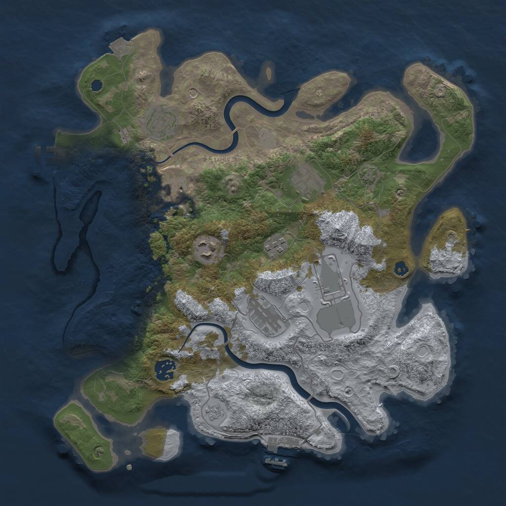 Rust Map: Procedural Map, Size: 3550, Seed: 20622459, 14 Monuments
