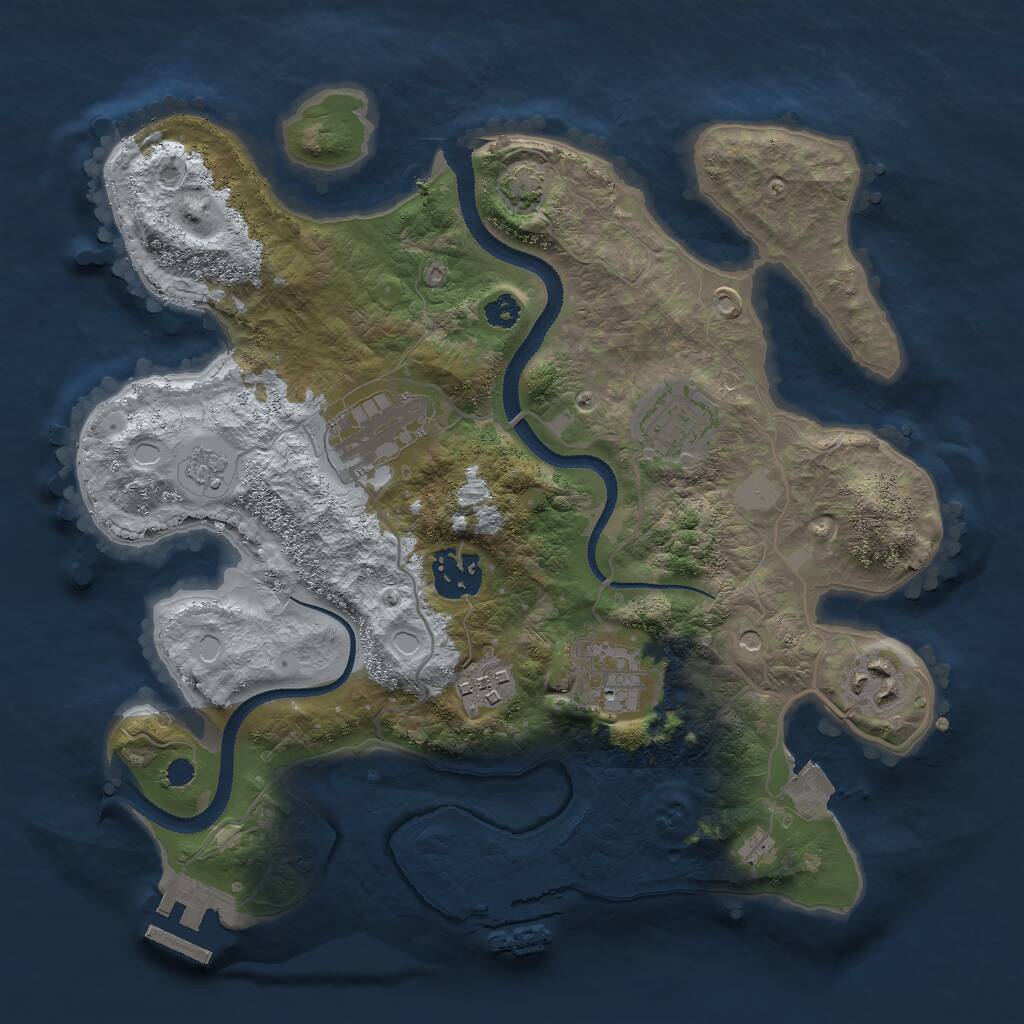 Rust Map: Procedural Map, Size: 3000, Seed: 43799942, 12 Monuments