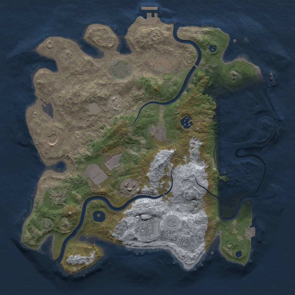Rust Map: Procedural Map, Size: 3650, Seed: 84369873, 16 Monuments