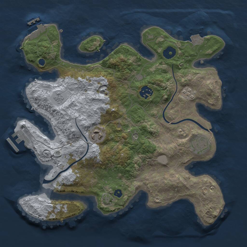 Rust Map: Procedural Map, Size: 3000, Seed: 21604, 10 Monuments