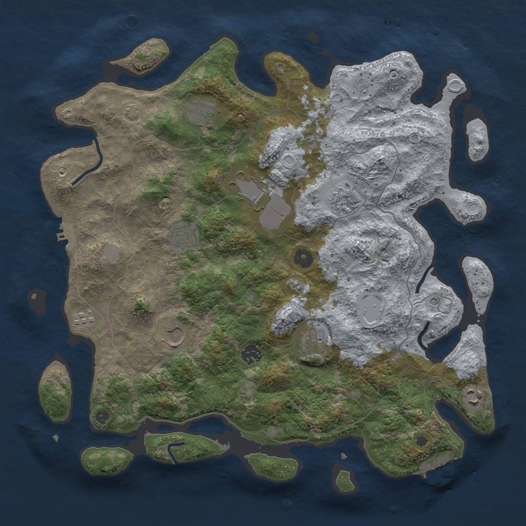 Rust Map: Procedural Map, Size: 4100, Seed: 88319941, 17 Monuments