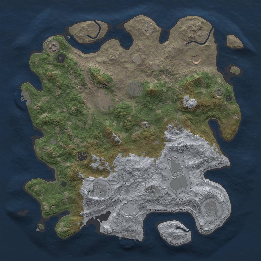 Rust Map: Procedural Map, Size: 4100, Seed: 85196837, 18 Monuments
