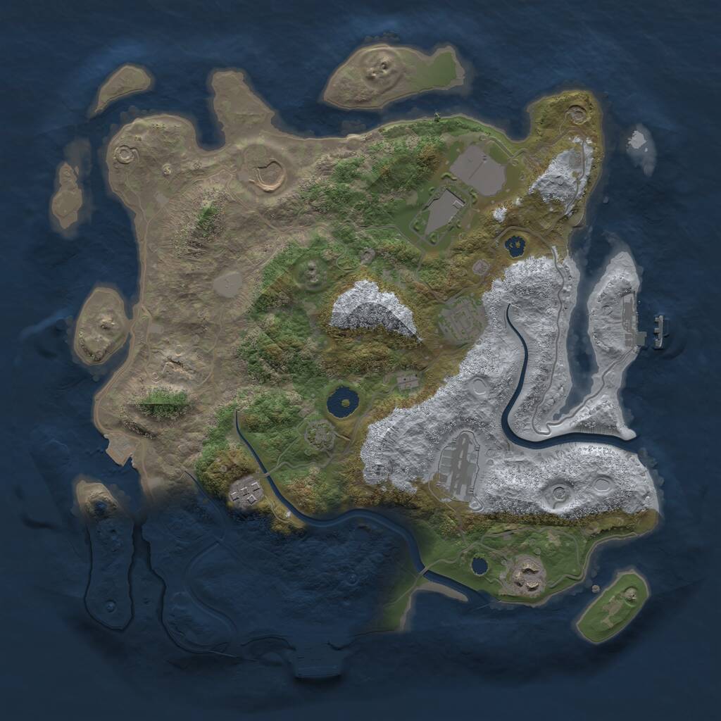 Rust Map: Procedural Map, Size: 3550, Seed: 16428082, 11 Monuments