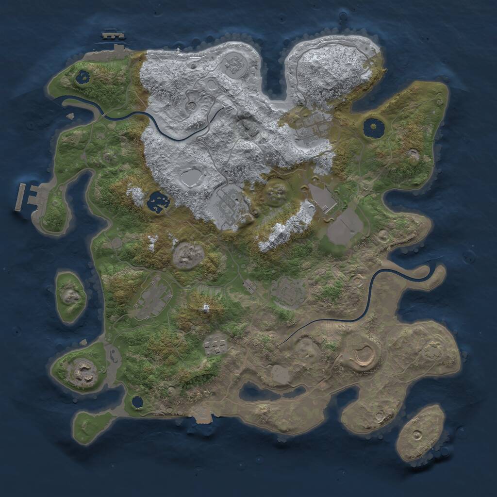 Rust Map: Procedural Map, Size: 3550, Seed: 14702213, 15 Monuments