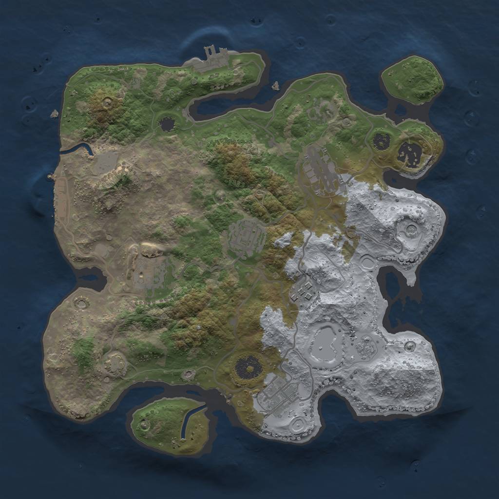 Rust Map: Procedural Map, Size: 3000, Seed: 29416, 14 Monuments