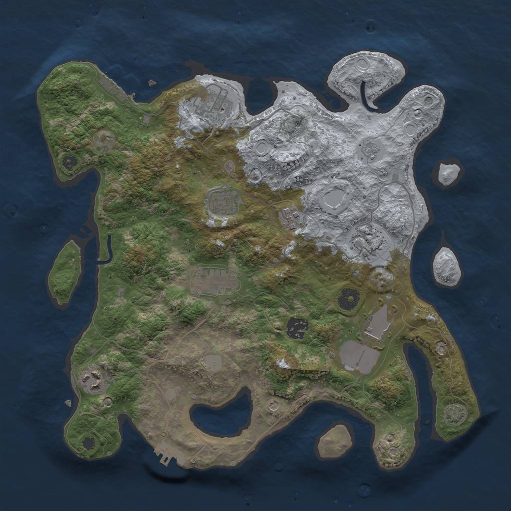Rust Map: Procedural Map, Size: 3500, Seed: 97899, 16 Monuments