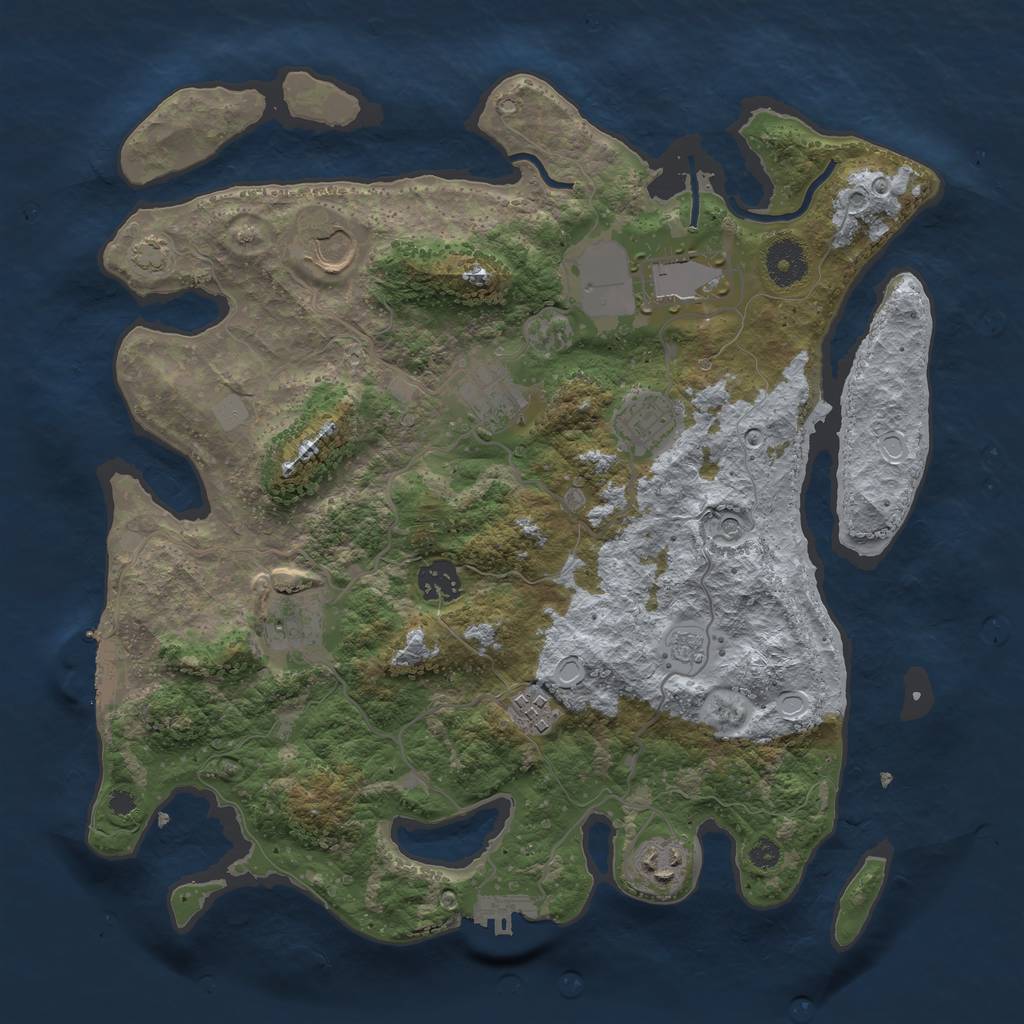 Rust Map: Procedural Map, Size: 3550, Seed: 25612547, 16 Monuments