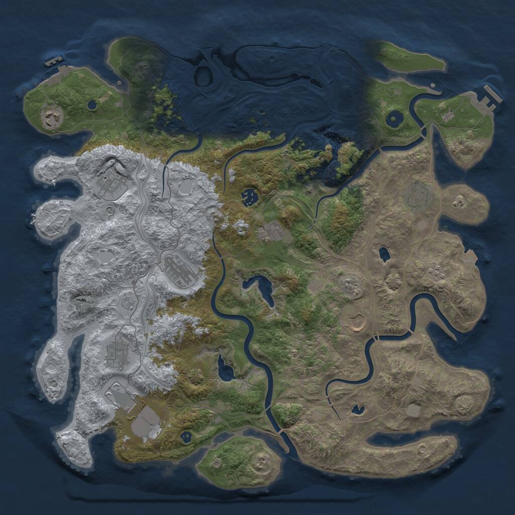 Rust Map: Procedural Map, Size: 4500, Seed: 174217438, 16 Monuments