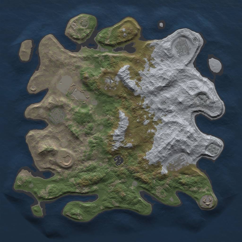 Rust Map: Barren, Size: 3700, Seed: 89722679, 13 Monuments