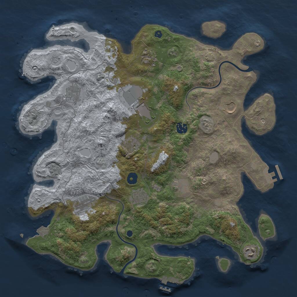 Rust Map: Procedural Map, Size: 3950, Seed: 58209002, 17 Monuments