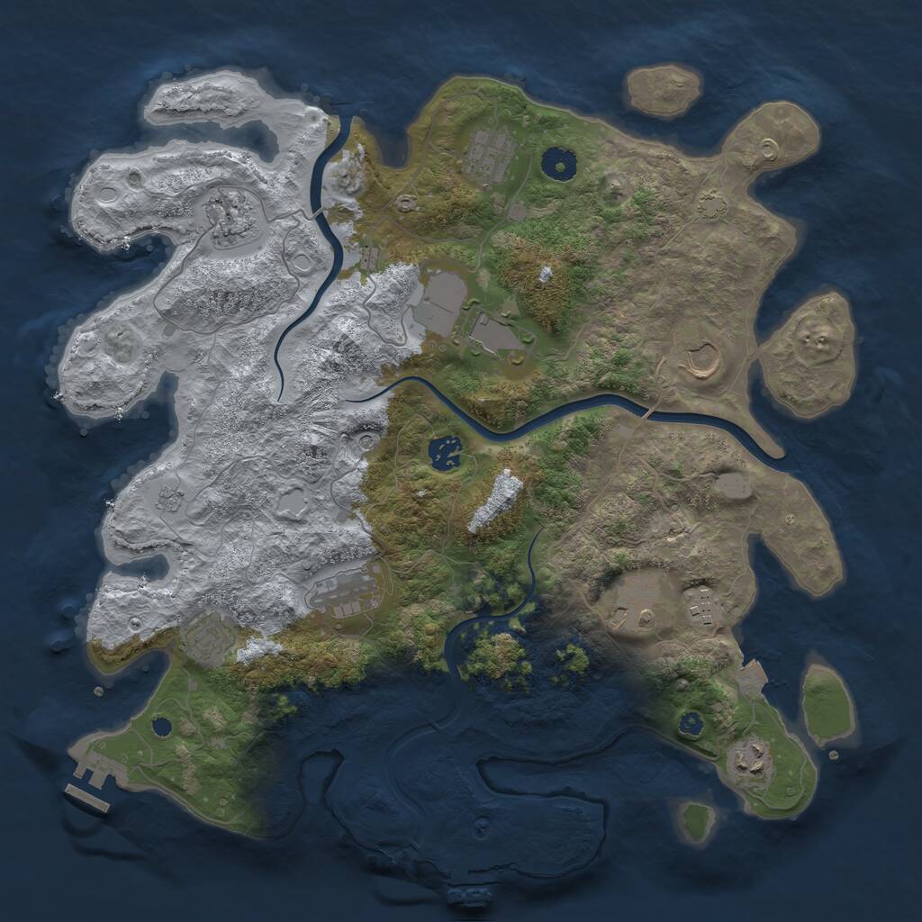 Rust Map: Procedural Map, Size: 3950, Seed: 58209002, 16 Monuments