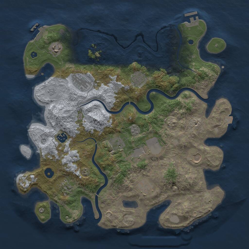 Rust Map: Procedural Map, Size: 3900, Seed: 55170143, 16 Monuments