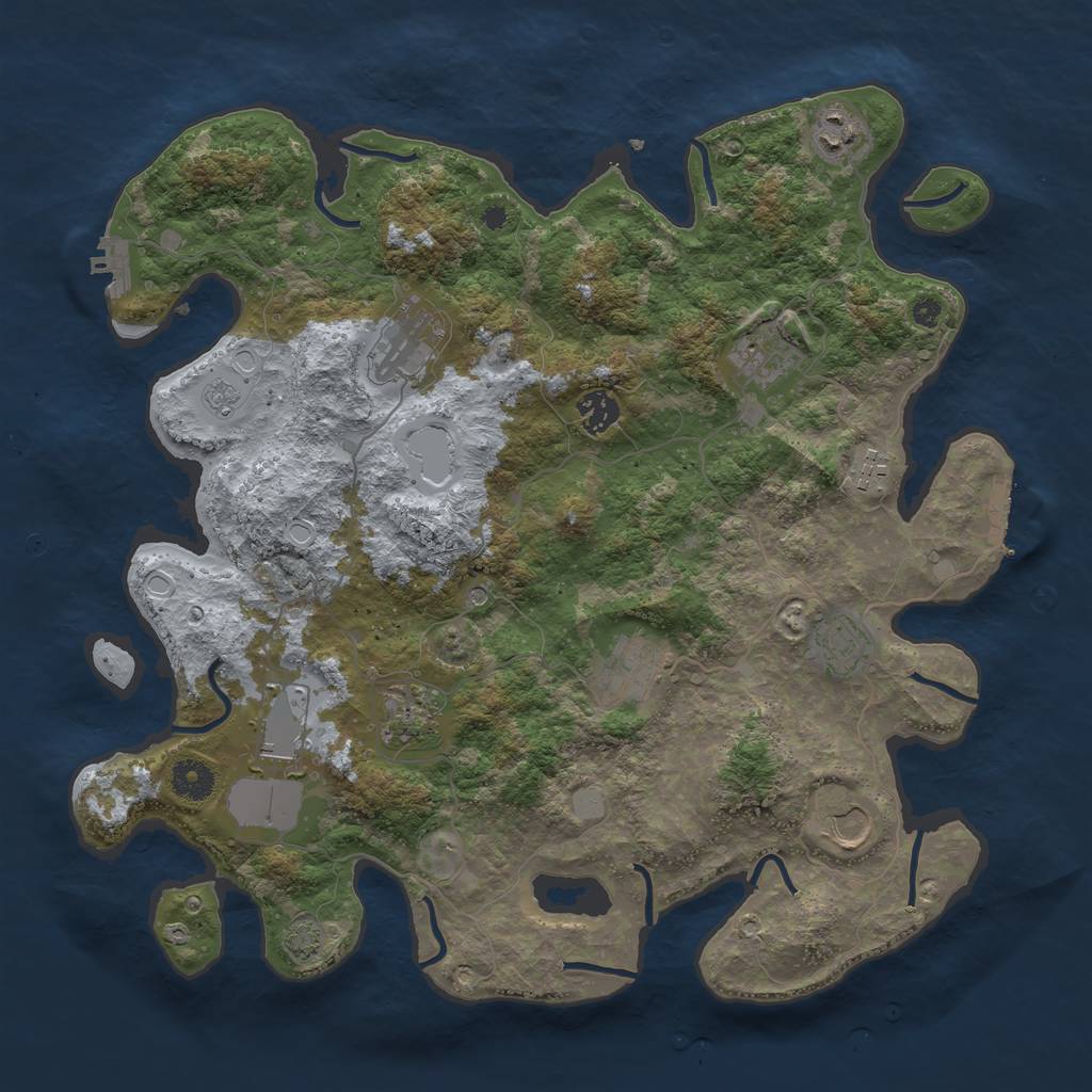 Rust Map: Procedural Map, Size: 3900, Seed: 55170143, 18 Monuments
