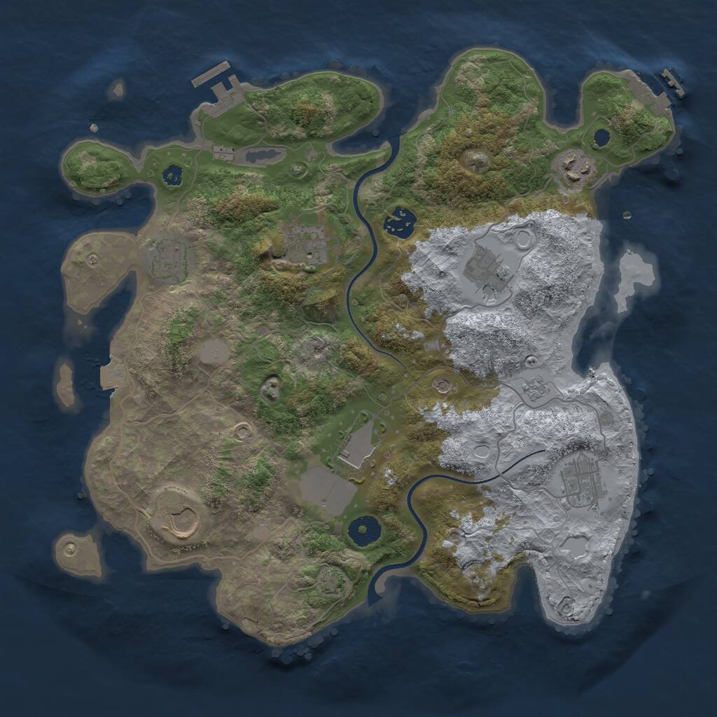 Rust Map: Procedural Map, Size: 3500, Seed: 97309917, 14 Monuments