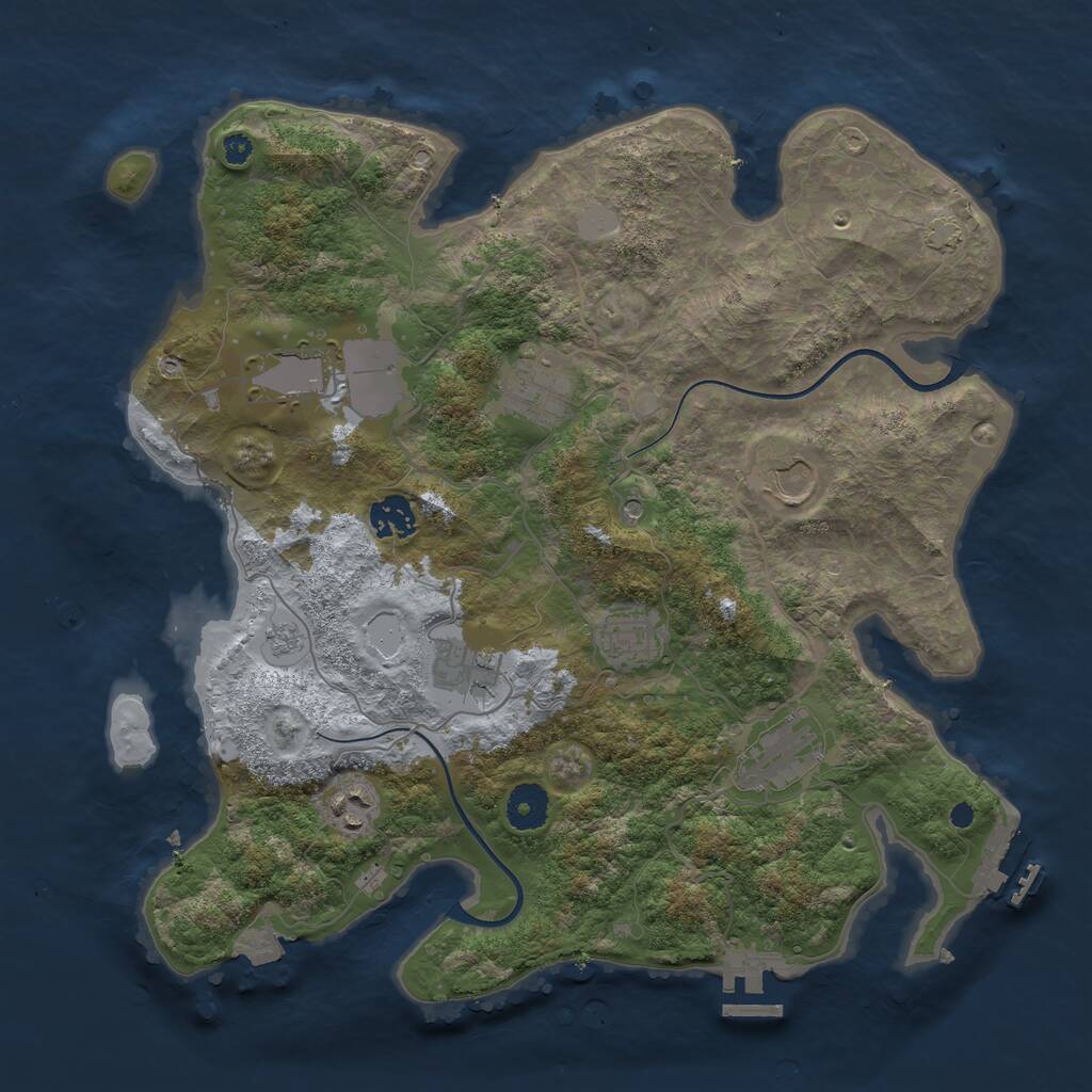 Rust Map: Procedural Map, Size: 3650, Seed: 3524836, 14 Monuments