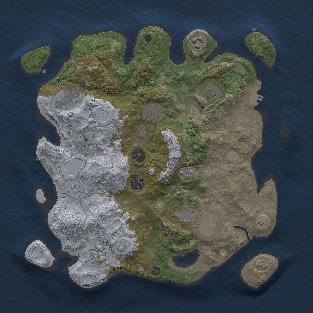 Rust Map: Procedural Map, Size: 3500, Seed: 97653112, 16 Monuments