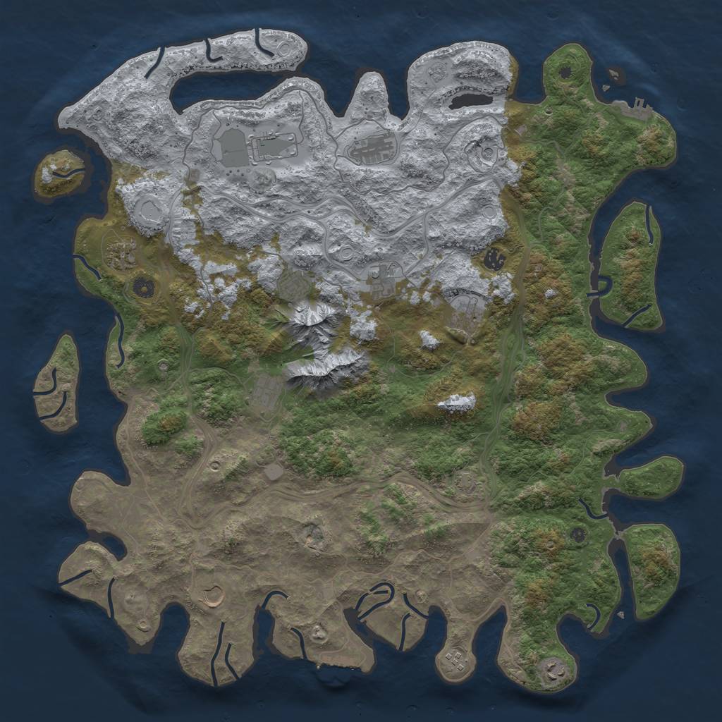 Rust Map: Procedural Map, Size: 5000, Seed: 715, 19 Monuments