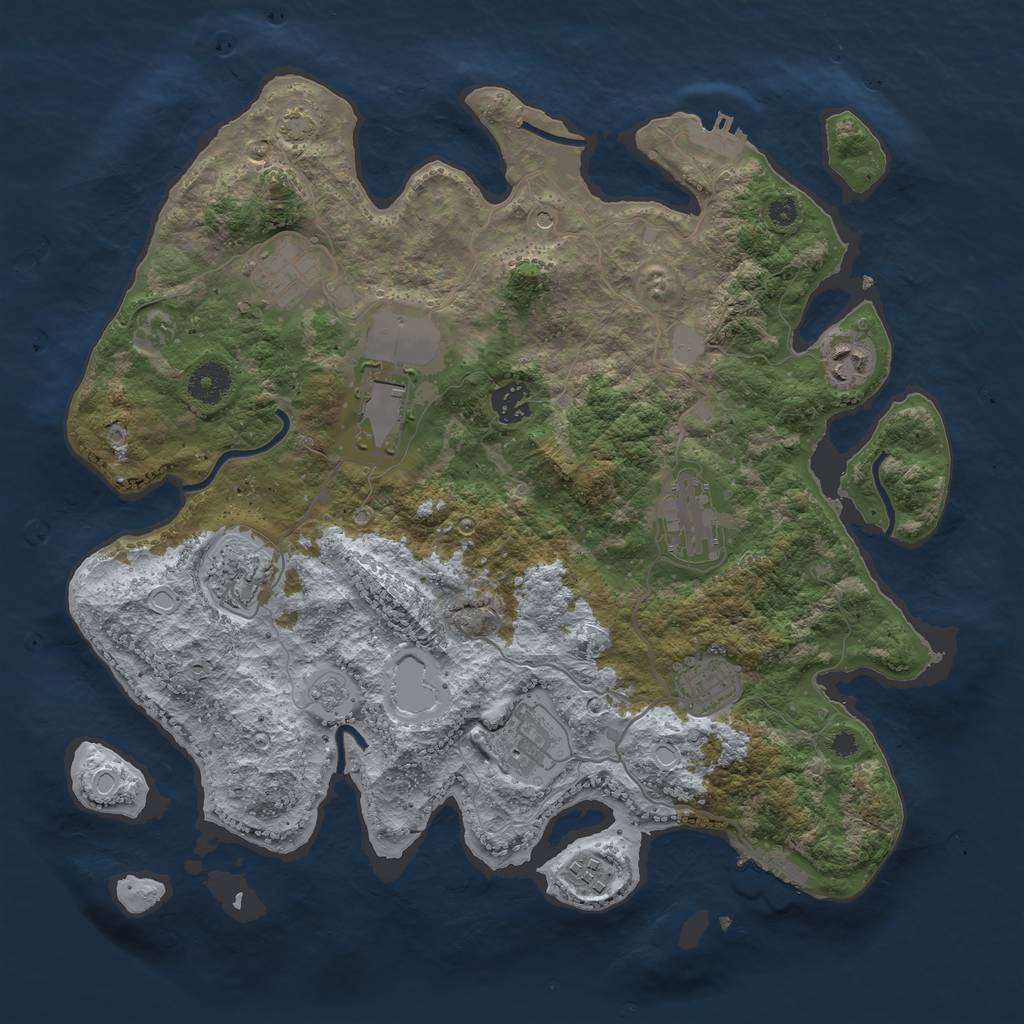 Rust Map: Procedural Map, Size: 3750, Seed: 7320200, 17 Monuments