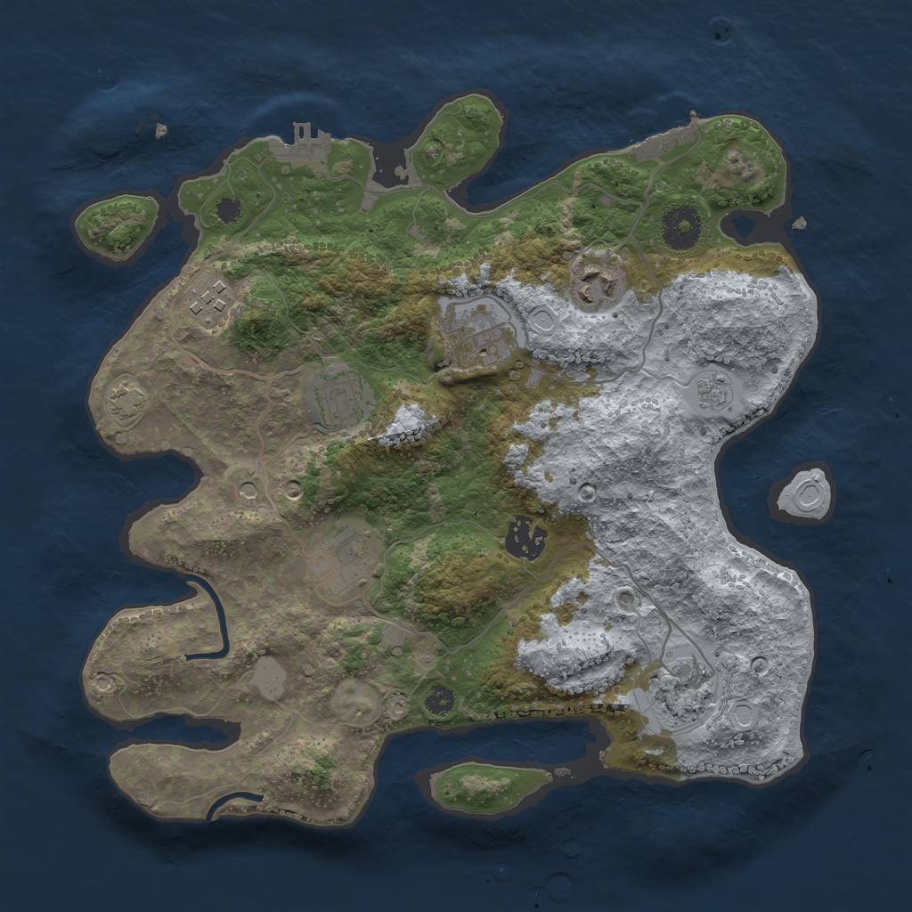 Rust Map: Procedural Map, Size: 3250, Seed: 2765221, 15 Monuments