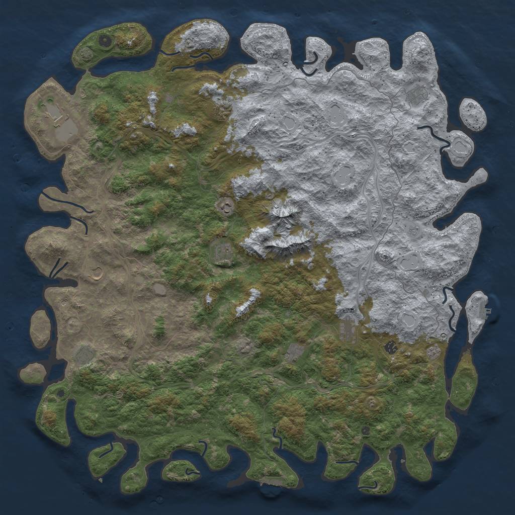 Rust Map: Procedural Map, Size: 6000, Seed: 2060613133, 19 Monuments