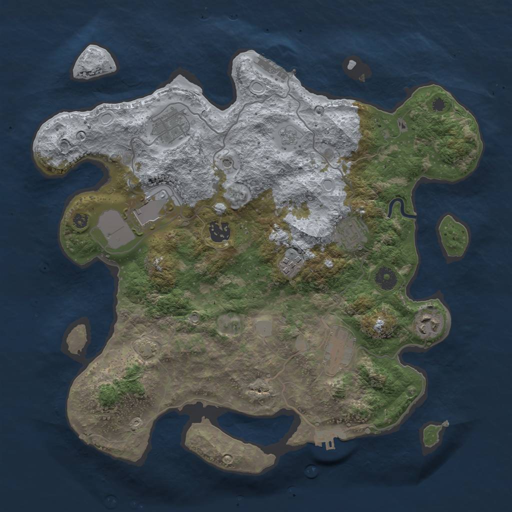 Rust Map: Procedural Map, Size: 3500, Seed: 939523741, 15 Monuments