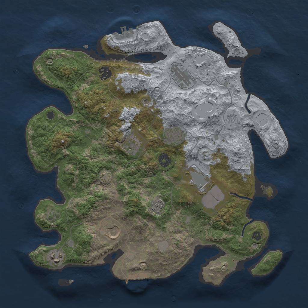 Rust Map: Procedural Map, Size: 3500, Seed: 127190524, 16 Monuments