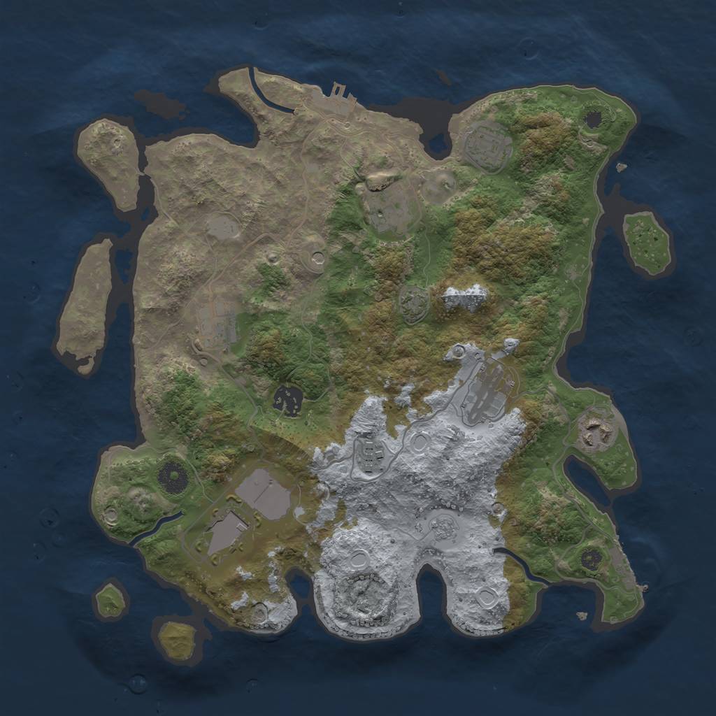 Rust Map: Procedural Map, Size: 3500, Seed: 1668621204, 16 Monuments