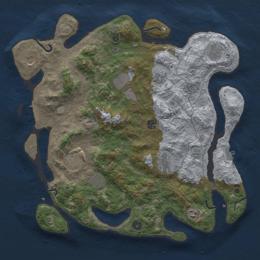 Rust Map: Procedural Map, Size: 4100, Seed: 77579723, 18 Monuments