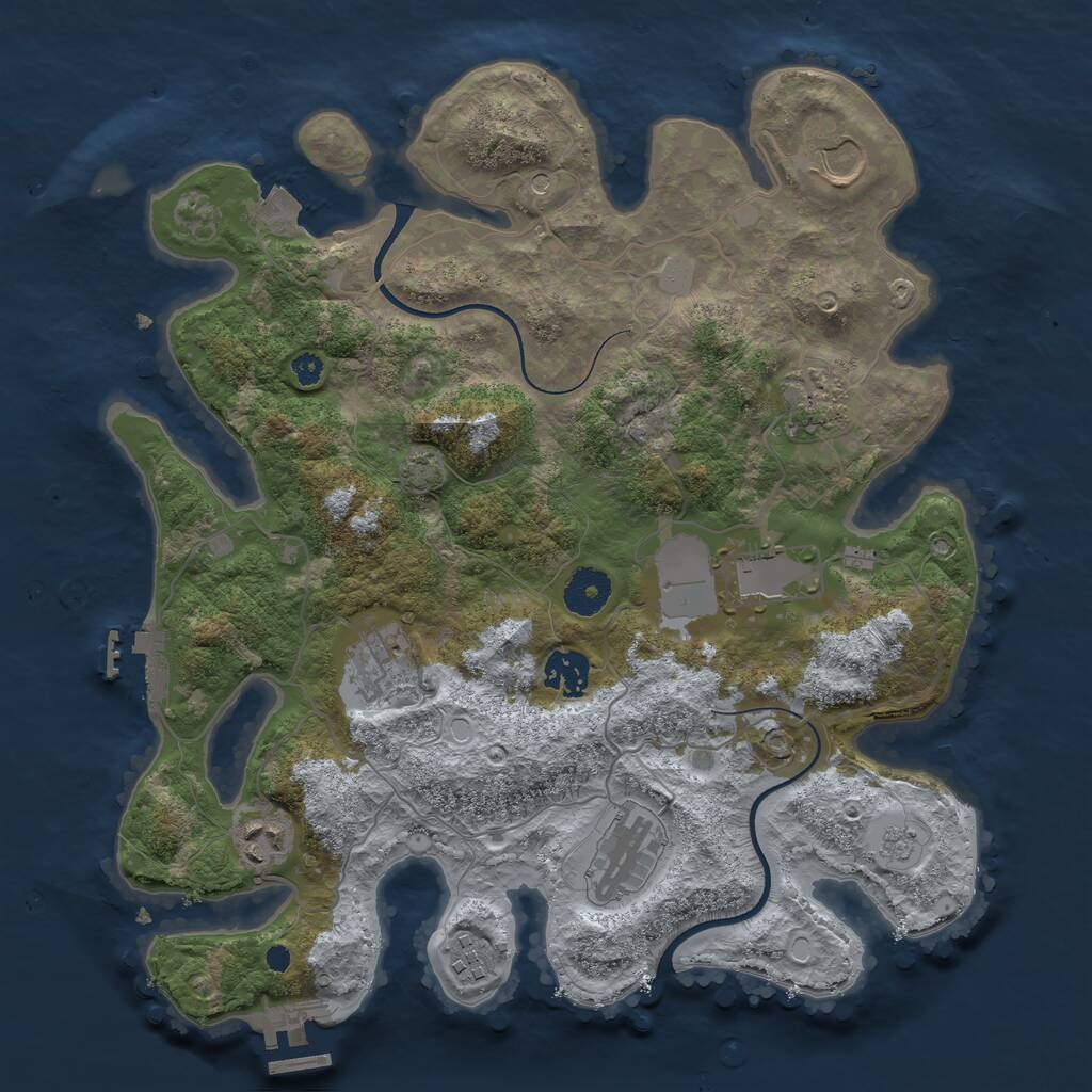 Rust Map: Procedural Map, Size: 3500, Seed: 1130122134, 14 Monuments