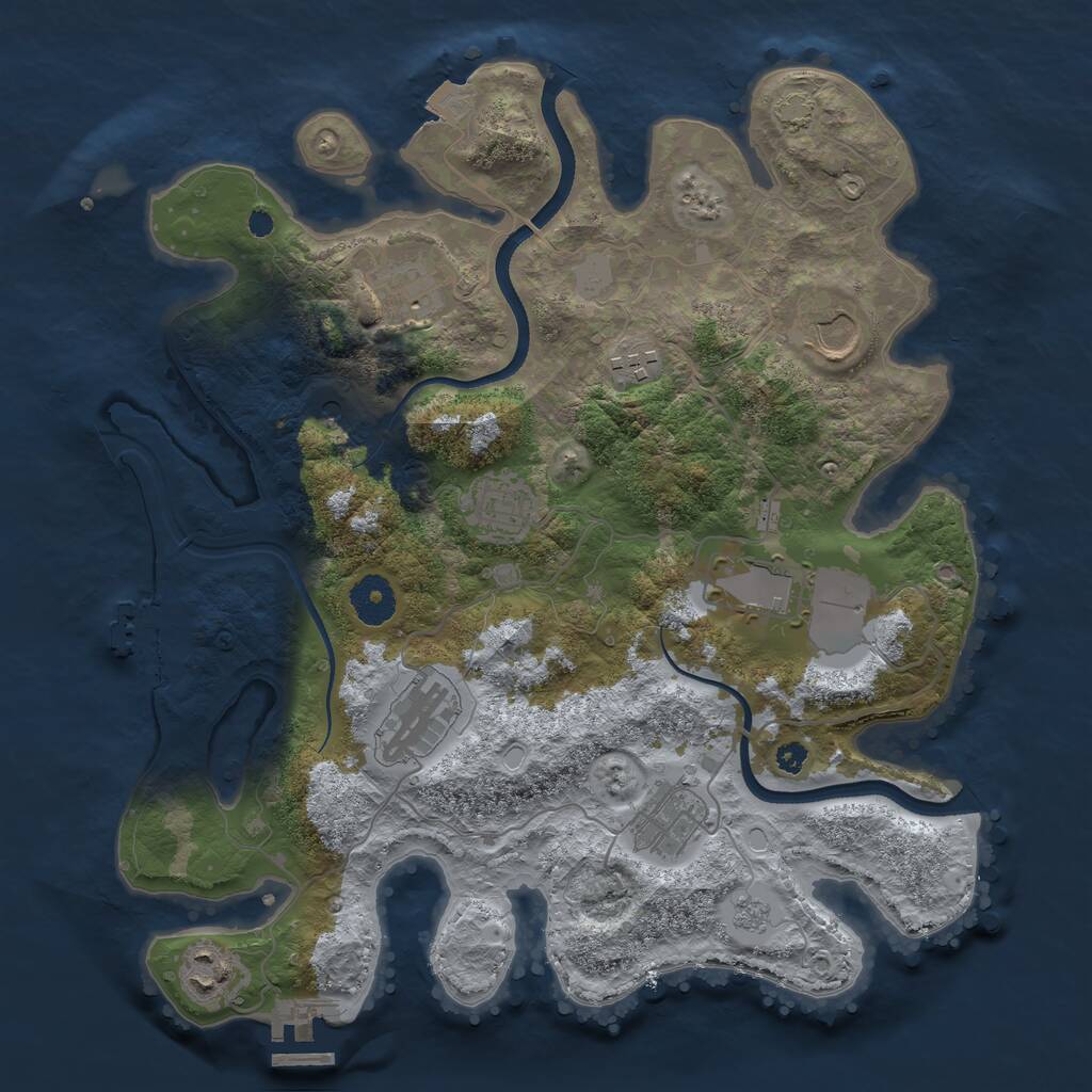 Rust Map: Procedural Map, Size: 3500, Seed: 1130122134, 14 Monuments