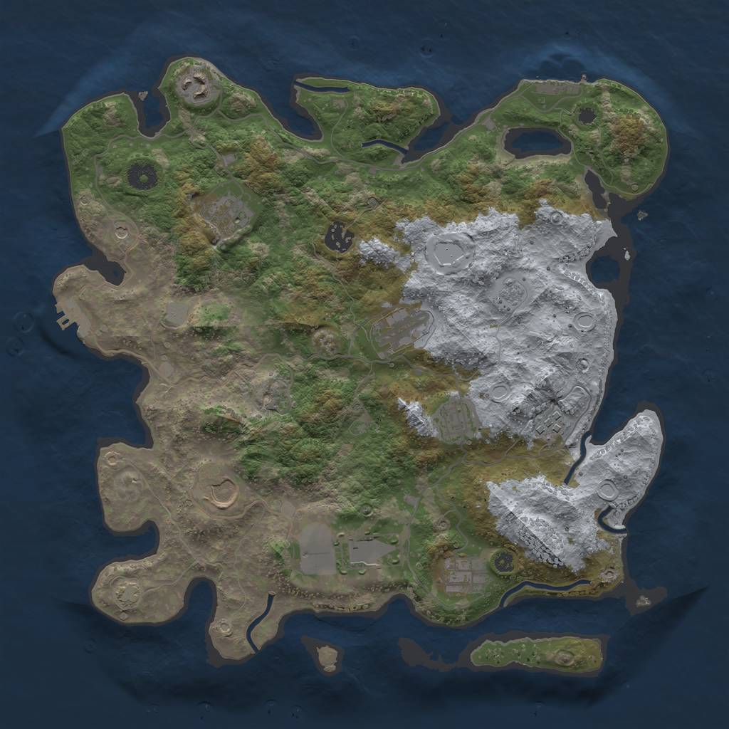 Rust Map: Procedural Map, Size: 3750, Seed: 9790860, 17 Monuments