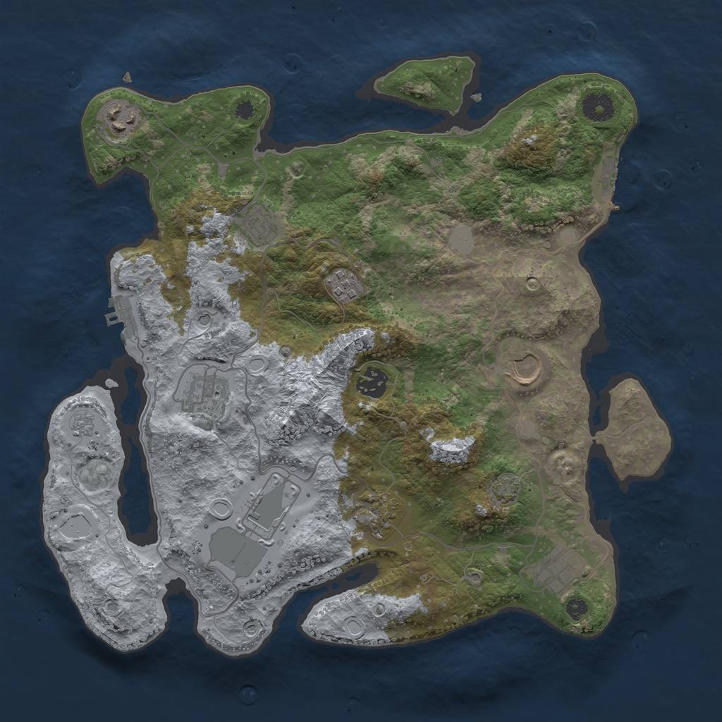Rust Map: Procedural Map, Size: 3550, Seed: 73064632, 17 Monuments