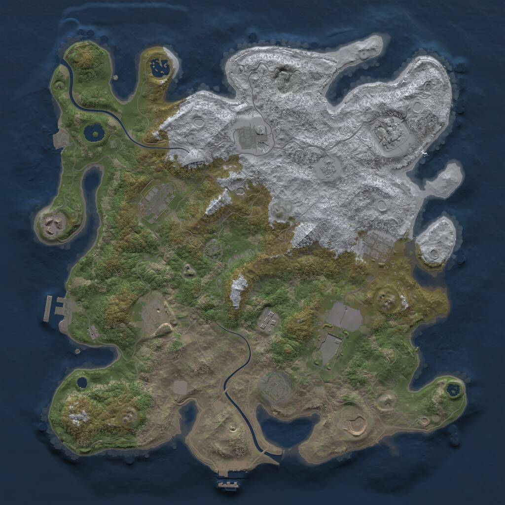 Rust Map: Procedural Map, Size: 3900, Seed: 89314056, 17 Monuments