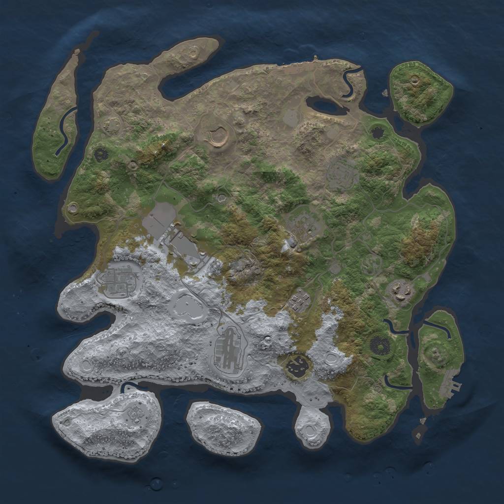 Rust Map: Procedural Map, Size: 3700, Seed: 46968555, 17 Monuments
