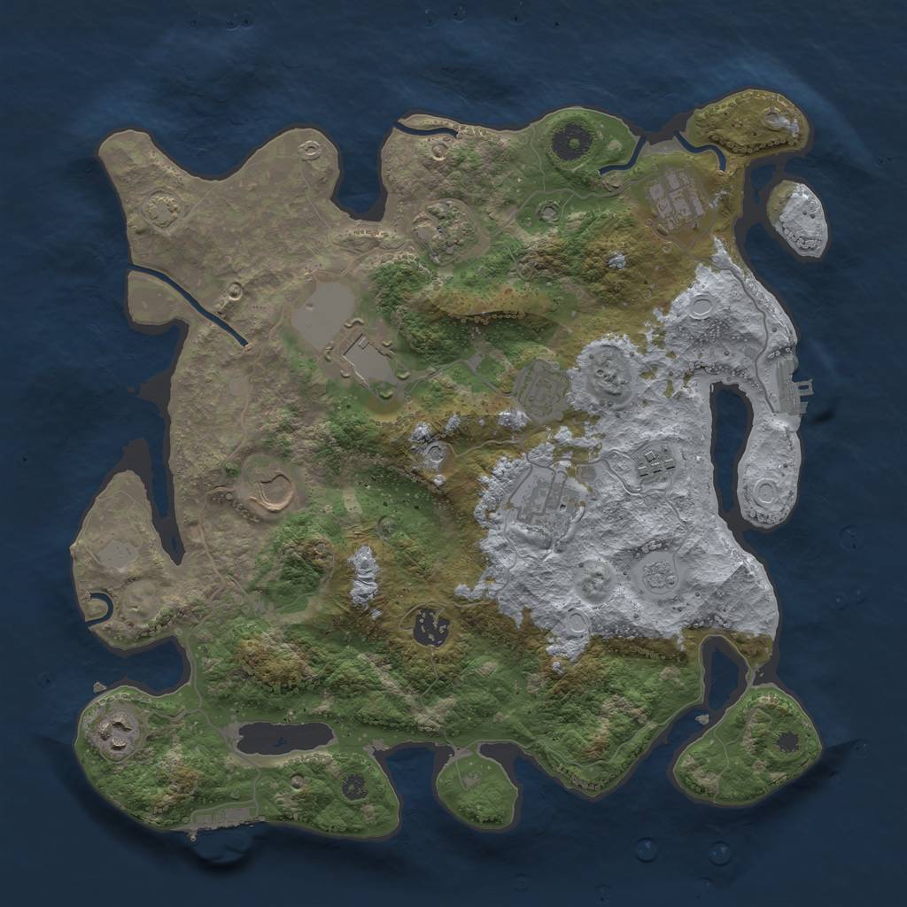 Rust Map: Procedural Map, Size: 3650, Seed: 21124553, 17 Monuments
