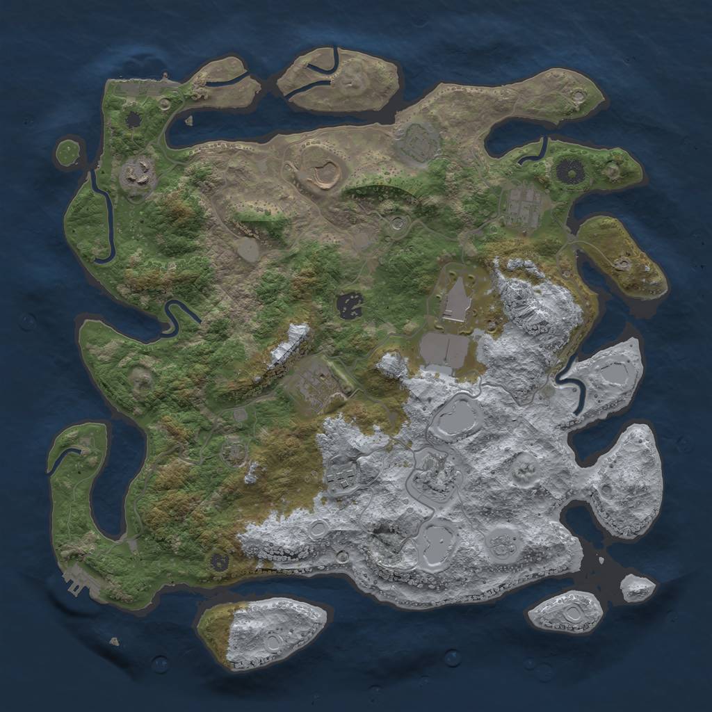 Rust Map: Procedural Map, Size: 3850, Seed: 54791695, 17 Monuments