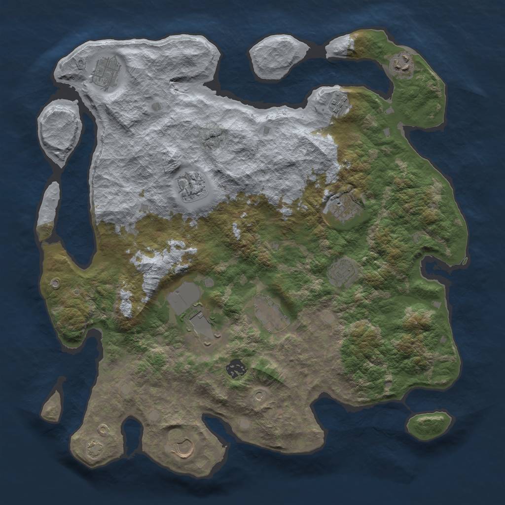 Rust Map: Barren, Size: 4000, Seed: 88189677, 14 Monuments