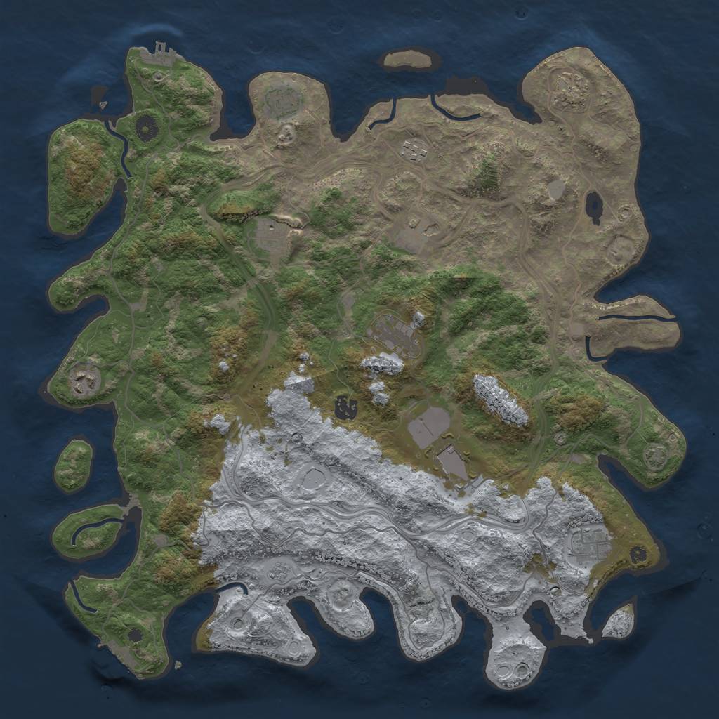 Rust Map: Procedural Map, Size: 4400, Seed: 74984250, 18 Monuments