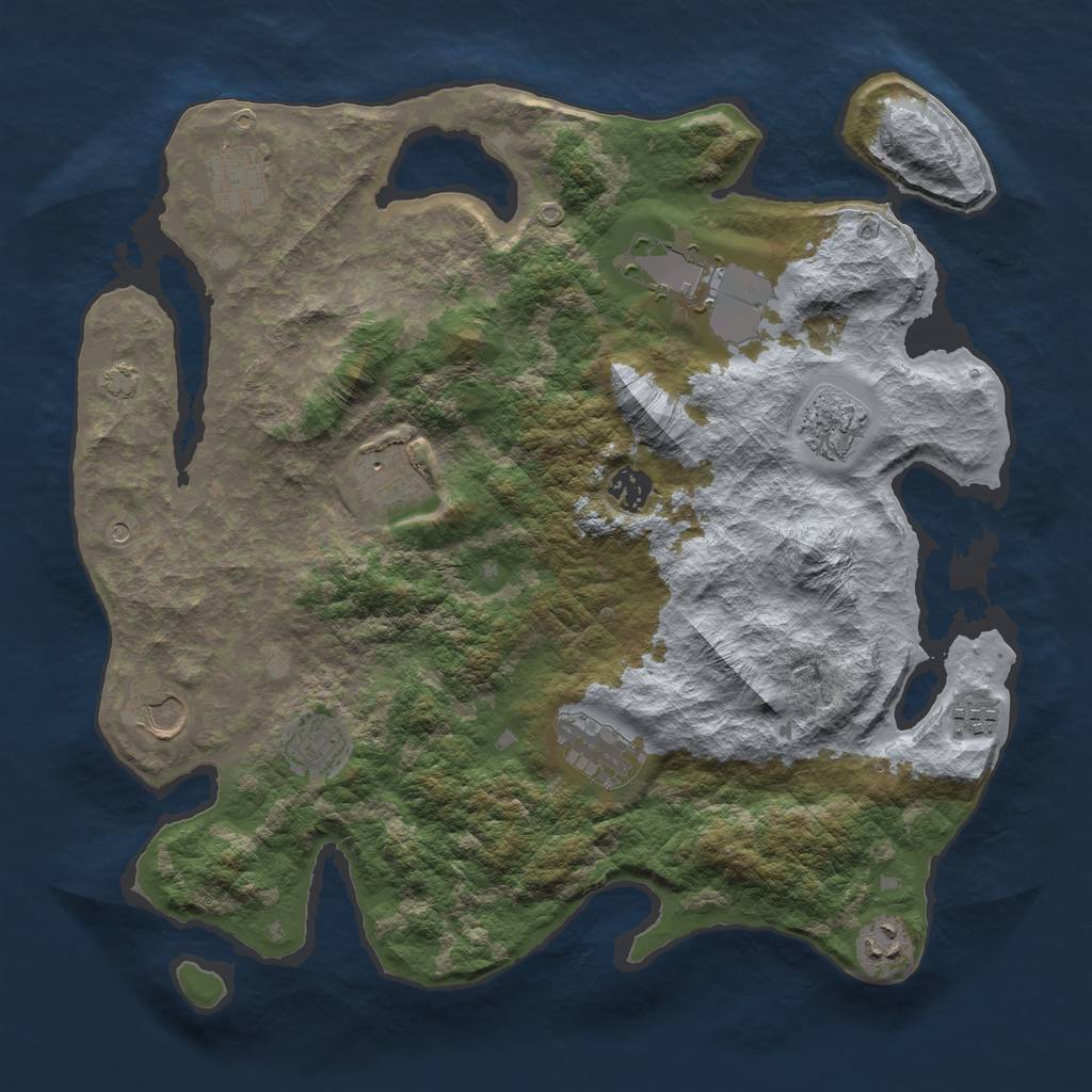 Rust Map: Barren, Size: 3850, Seed: 78261095, 14 Monuments