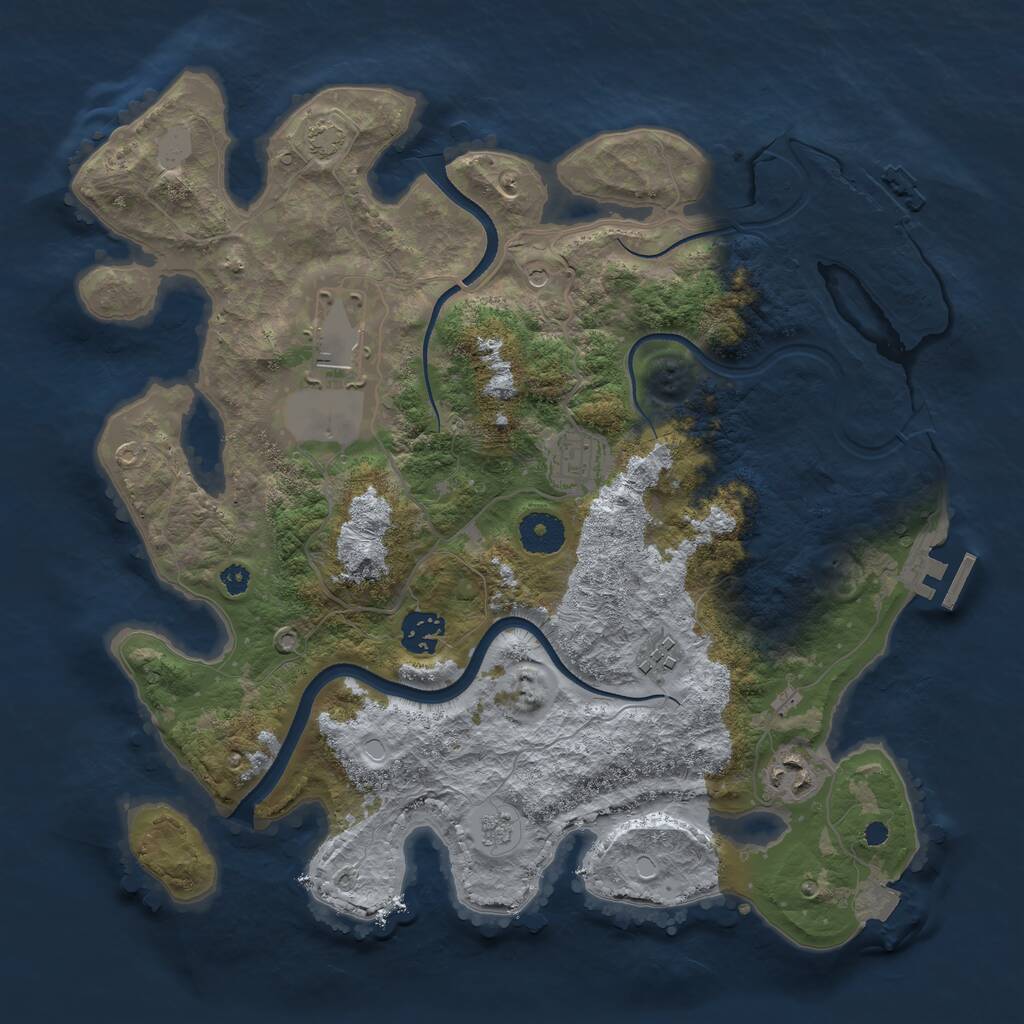 Rust Map: Procedural Map, Size: 3500, Seed: 1937085776, 11 Monuments
