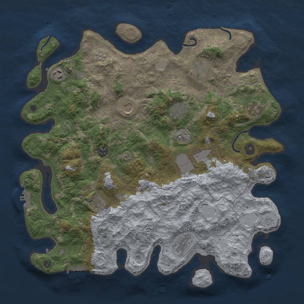 Rust Map: Procedural Map, Size: 4100, Seed: 38672398, 18 Monuments
