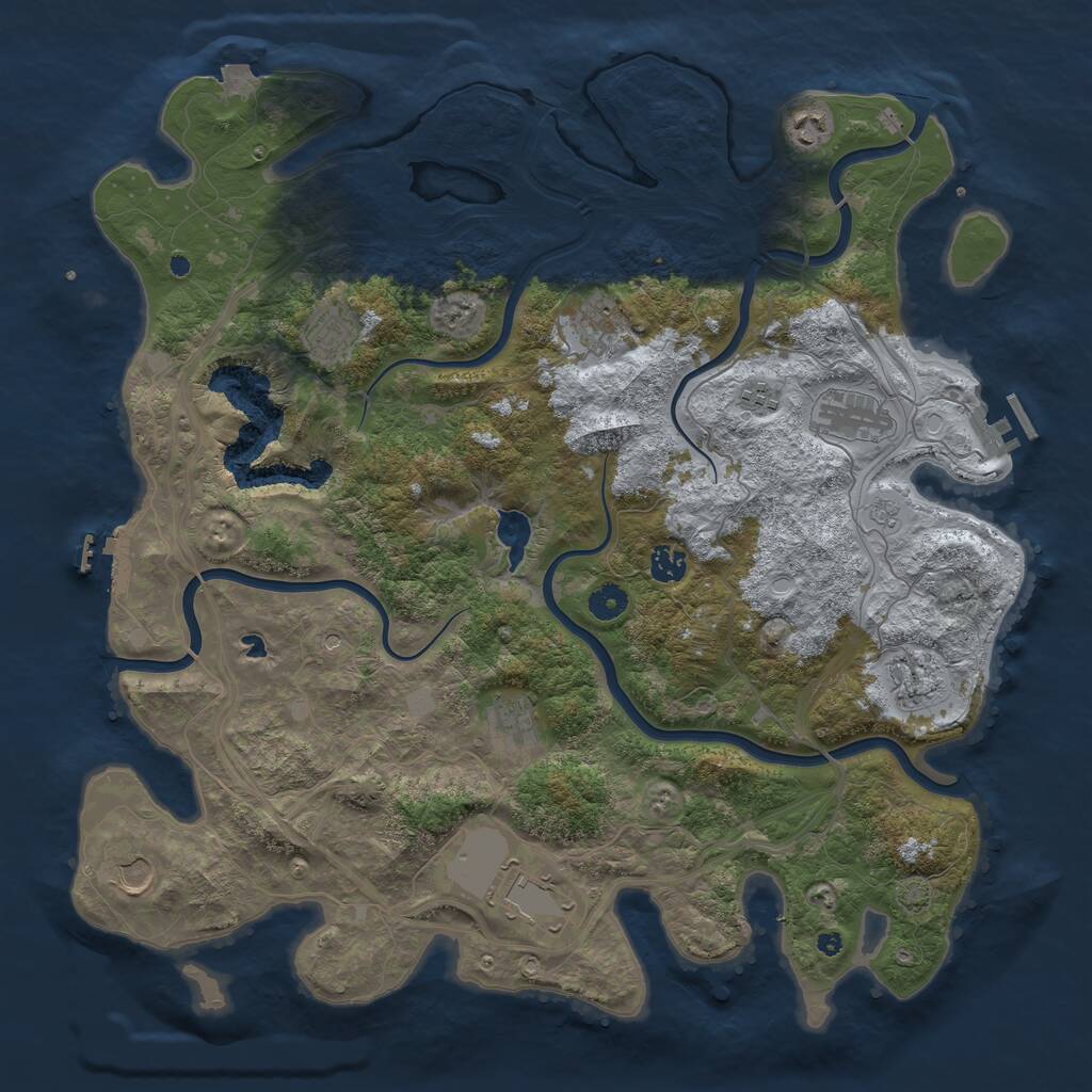 Rust Map: Procedural Map, Size: 4400, Seed: 72452533, 16 Monuments