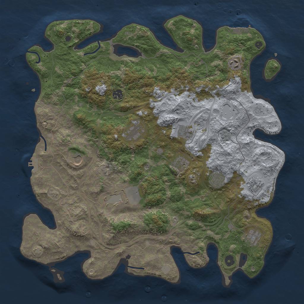 Rust Map: Procedural Map, Size: 4400, Seed: 72452533, 19 Monuments