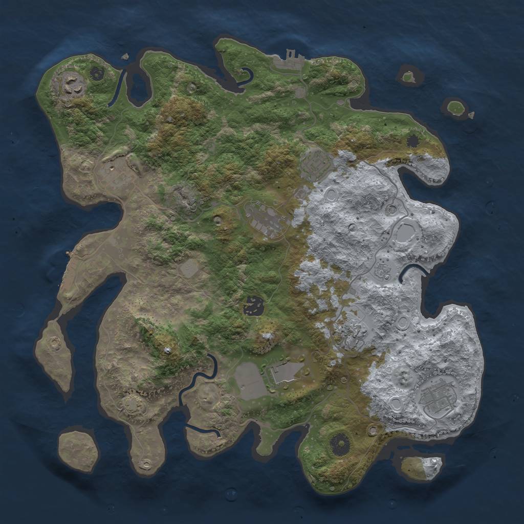 Rust Map: Procedural Map, Size: 3700, Seed: 92725705, 16 Monuments